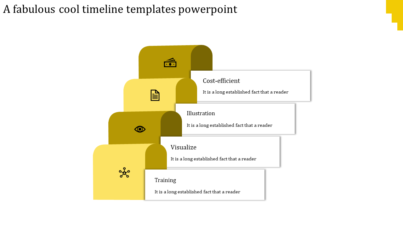 Elegant Cool Timeline Templates PowerPoint-Yellow Color